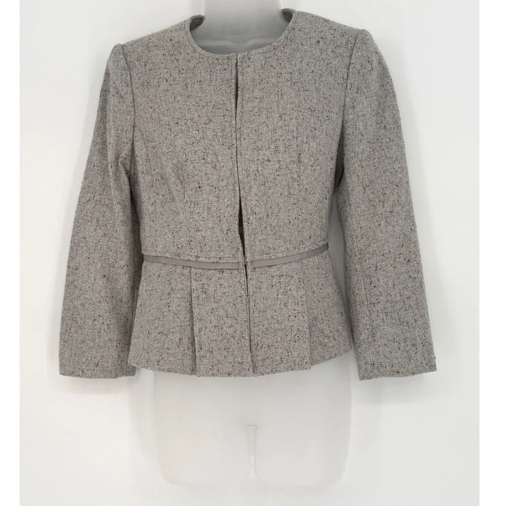 The Limited Blazer S Gray Tweed Peplum Career Wool Blend Academia‎ Preppy 92-01